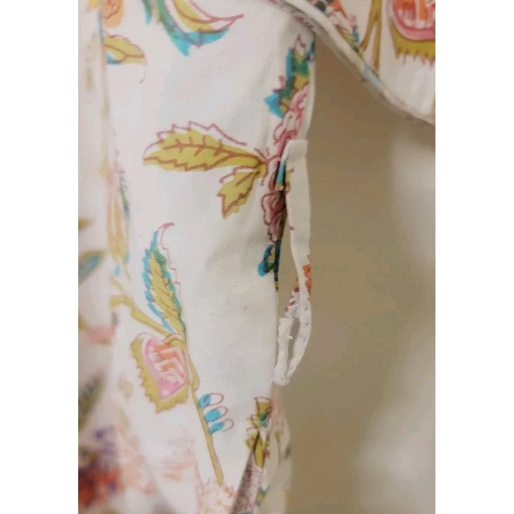 Women's 100% Cotton Robe Tropical Floral White Pink‎ *Missing Belt